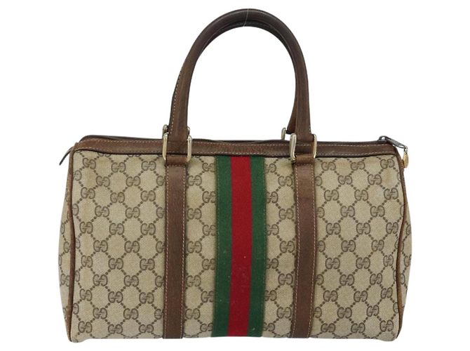 Borsa Gucci GG Supreme Web Sherry Line PVC Beige Oro 012 3842 58 Auth ep11528 D'oro - vista 2