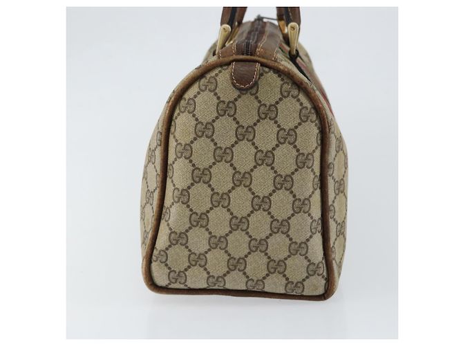 Borsa Gucci GG Supreme Web Sherry Line PVC Beige Oro 012 3842 58 Auth ep11528 D'oro - vista 4