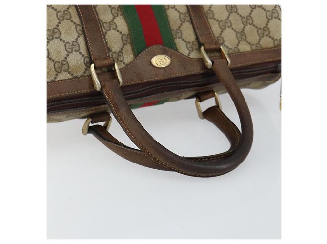 Borsa Gucci GG Supreme Web Sherry Line PVC Beige Oro 012 3842 58 Auth ep11528 D'oro - vista 7
