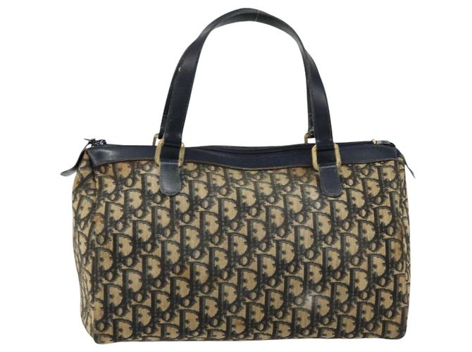 Borsa Boston in tela Trotter Christian Dior blu Auth bs30562 Blu navy - vista 13