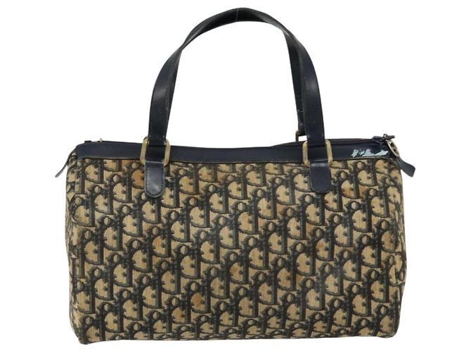Borsa Boston in tela Trotter Christian Dior blu Auth bs30562 Blu navy - vista 2