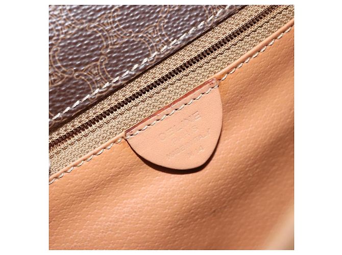 Céline Borsa a Spalla in Tela Macadam CELINE PVC Marrone Oro Auth ep11596 D'oro - vista 12