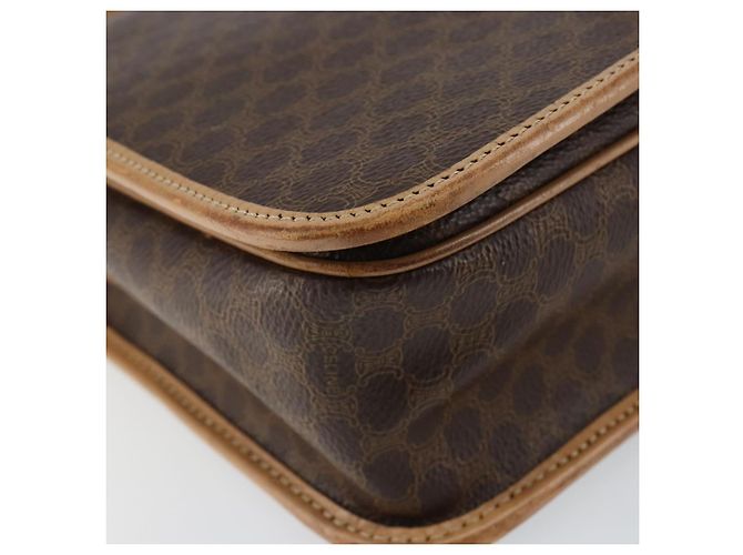 Céline Borsa a Spalla in Tela Macadam CELINE PVC Marrone Oro Auth ep11596 D'oro - vista 14