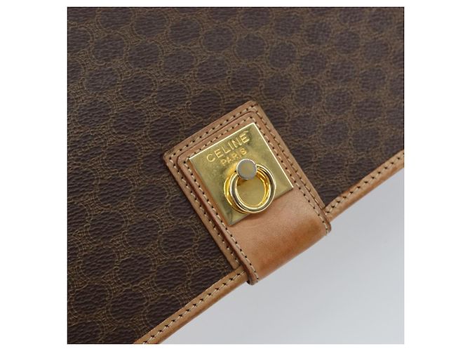 Céline Borsa a Spalla in Tela Macadam CELINE PVC Marrone Oro Auth ep11596 D'oro - vista 17