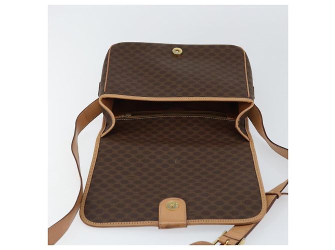 Céline Borsa a Spalla in Tela Macadam CELINE PVC Marrone Oro Auth ep11596 D'oro - vista 18