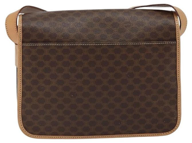 Céline Borsa a Spalla in Tela Macadam CELINE PVC Marrone Oro Auth ep11596 D'oro - vista 2