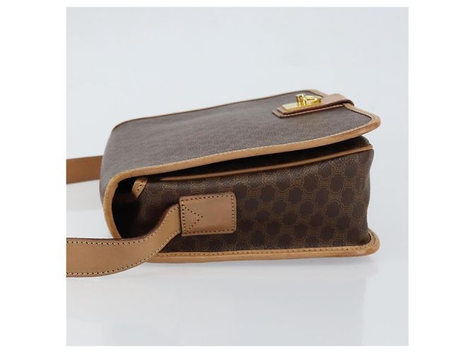 Céline Borsa a Spalla in Tela Macadam CELINE PVC Marrone Oro Auth ep11596 D'oro - vista 4