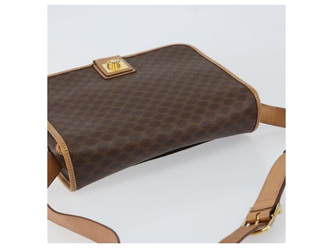 Céline Borsa a Spalla in Tela Macadam CELINE PVC Marrone Oro Auth ep11596 D'oro - vista 6