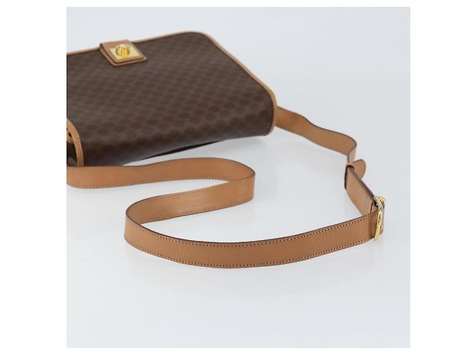 Céline Borsa a Spalla in Tela Macadam CELINE PVC Marrone Oro Auth ep11596 D'oro - vista 7