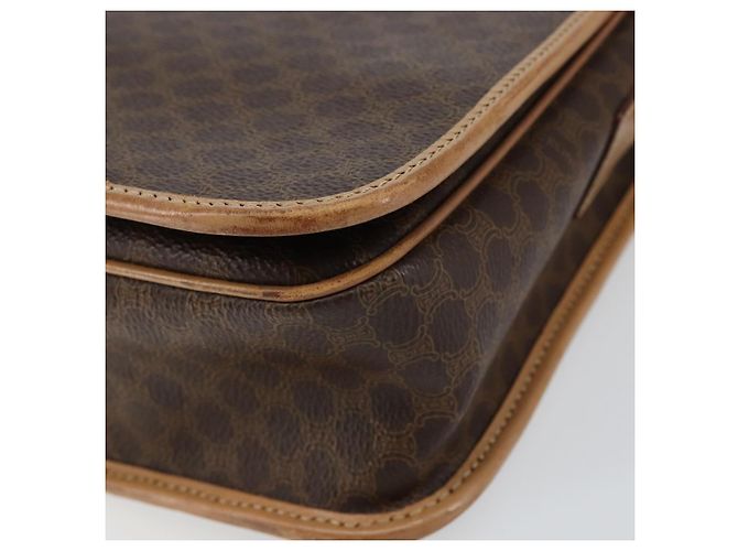 Céline Borsa a Spalla in Tela Macadam CELINE PVC Marrone Oro Auth ep11596 D'oro - vista 9