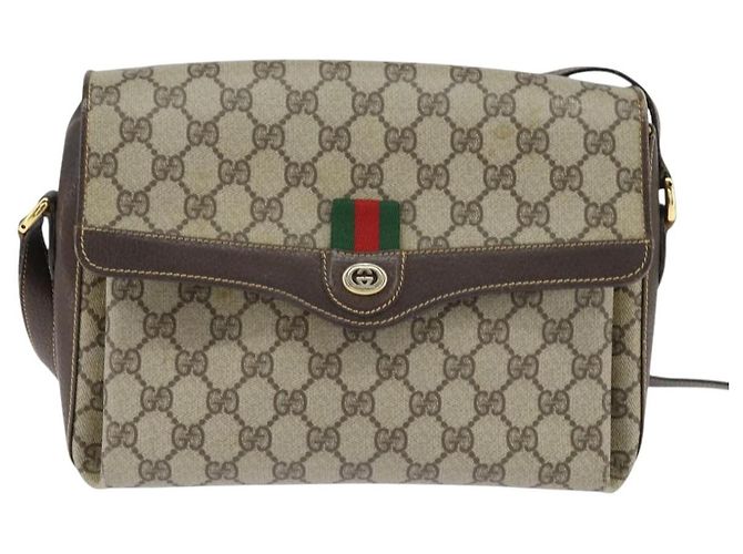 Borsa Sherry Line GG Supreme Web di GUCCI in PVC beige e oro 904 02 084 Auth 150380 D'oro - vista 13
