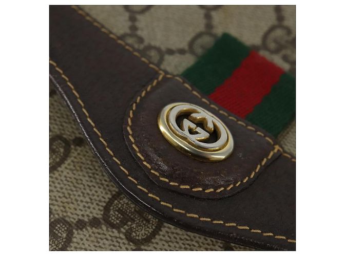 Borsa Sherry Line GG Supreme Web di GUCCI in PVC beige e oro 904 02 084 Auth 150380 D'oro - vista 18