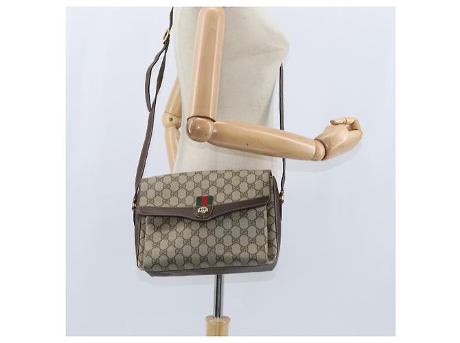 Borsa Sherry Line GG Supreme Web di GUCCI in PVC beige e oro 904 02 084 Auth 150380 D'oro - vista 25
