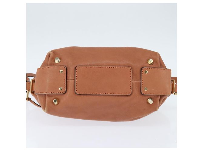 Chloé Bolsa de Mão Chloe Angie em Couro 2 em 1 Marrom Dourado Auth 150382 - vista 5