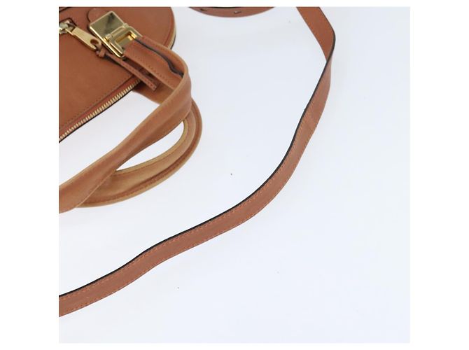 Chloé Bolsa de Mão Chloe Angie em Couro 2 em 1 Marrom Dourado Auth 150382 - vista 8