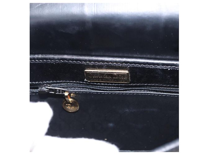 Borsa a spalla in tela a nido d'ape PVC nera e oro Christian Dior Auth ep11923 Nero D'oro - vista 17