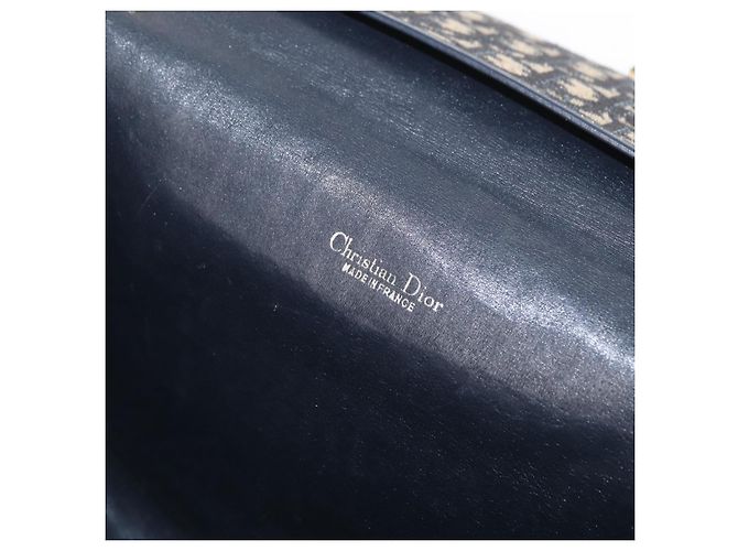 Borsa a Spalla in Tela Trotter Christian Dior Blu Navy Oro Auth ep11984 D'oro - vista 10