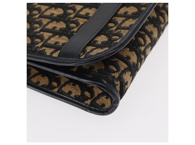 Borsa a Spalla in Tela Trotter Christian Dior Blu Navy Oro Auth ep11984 D'oro - vista 14
