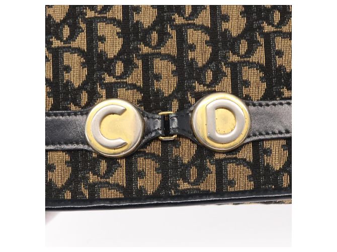 Borsa a Spalla in Tela Trotter Christian Dior Blu Navy Oro Auth ep11984 D'oro - vista 18