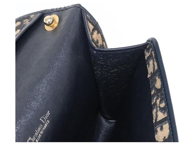 Borsa a Spalla in Tela Trotter Christian Dior Blu Navy Oro Auth ep11984 D'oro - vista 20
