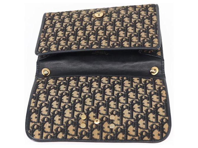 Borsa a Spalla in Tela Trotter Christian Dior Blu Navy Oro Auth ep11984 D'oro - vista 9