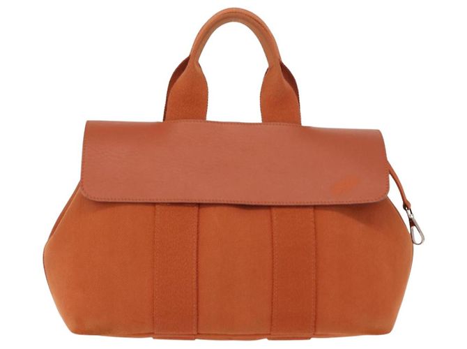 Hermès HERMES Valparaiso PM Tote Bag Canvas Leder Orange Silber Auth bs30510 - Ansicht 13