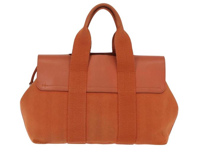 Hermès HERMES Valparaiso PM Tote Bag Canvas Leder Orange Silber Auth bs30510 - Ansicht 2