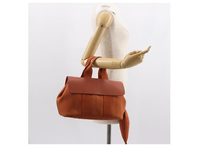 Hermès HERMES Valparaiso PM Tote Bag Canvas Leder Orange Silber Auth bs30510 - Ansicht 23