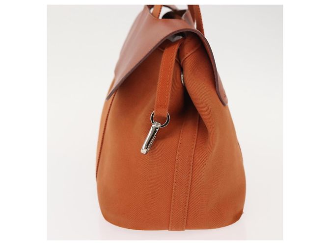 Hermès HERMES Valparaiso PM Tote Bag Canvas Leder Orange Silber Auth bs30510 - Ansicht 3