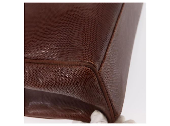 Salvatore Ferragamo Tote Bag Leather Embossed Brown Gold Auth 152061 - view 15