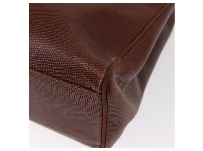 Salvatore Ferragamo Tote Bag Leather Embossed Brown Gold Auth 152061 - view 16