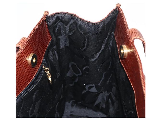 Salvatore Ferragamo Tote Bag Leather Embossed Brown Gold Auth 152061 - view 17