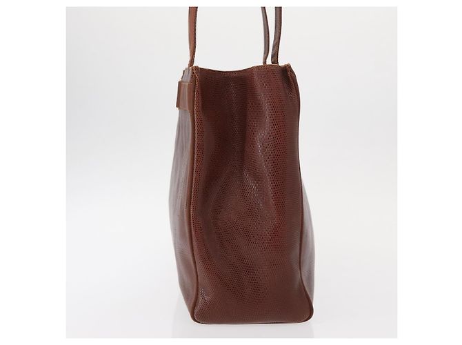 Salvatore Ferragamo Tote Bag Leather Embossed Brown Gold Auth 152061 - view 3
