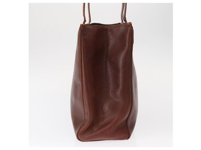 Salvatore Ferragamo Tote Bag Leather Embossed Brown Gold Auth 152061 - view 4