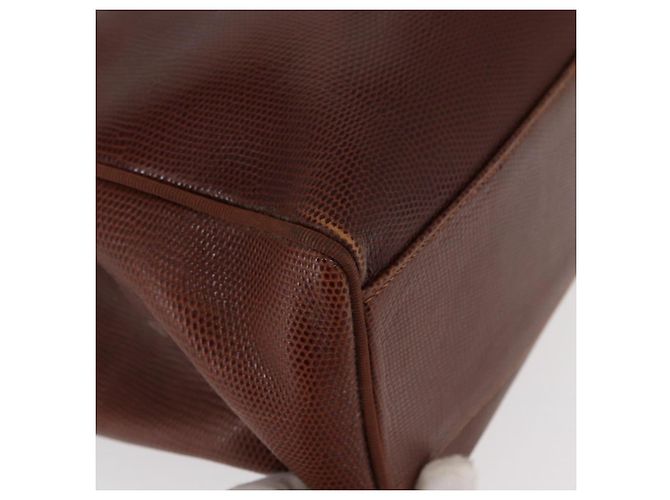 Salvatore Ferragamo Tote Bag Leather Embossed Brown Gold Auth 152061 - view 9