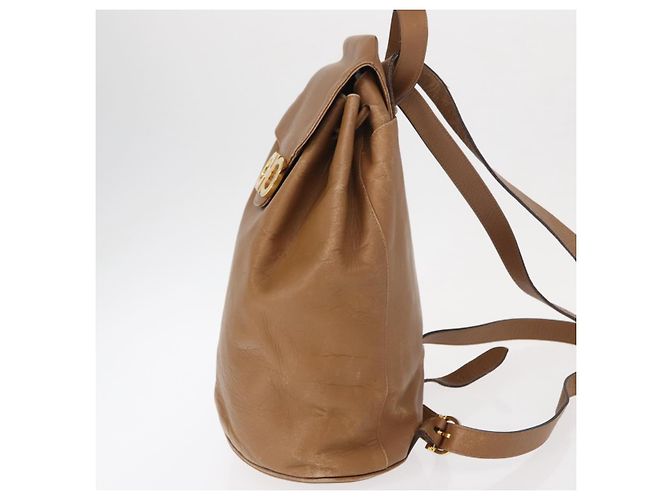 Zaino in pelle beige oro Auth 152109 di Salvatore Ferragamo - vista 3