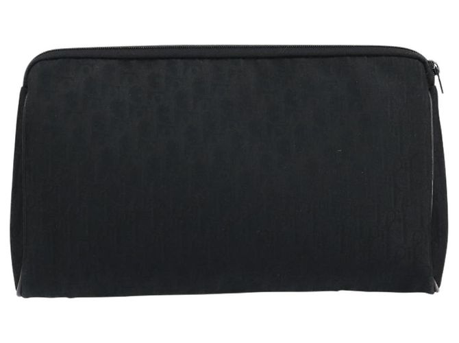 Borsa Clutch in Tela Trotter Christian Dior Nera Oro Auth bs30788 - vista 2