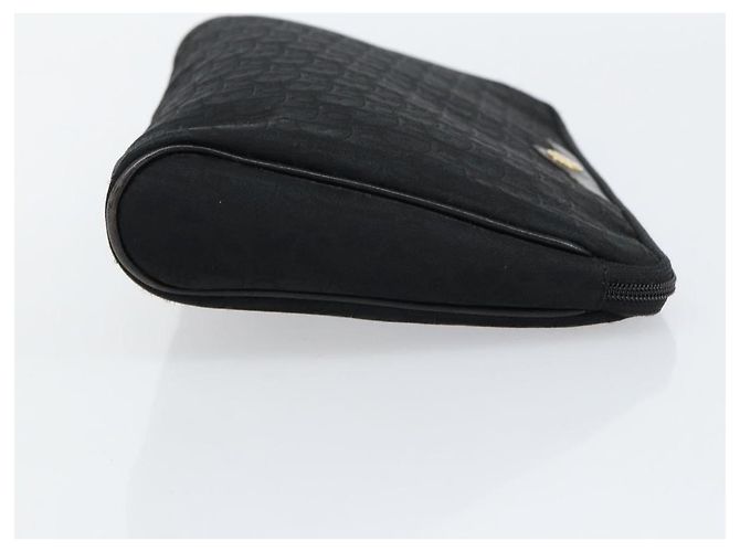 Borsa Clutch in Tela Trotter Christian Dior Nera Oro Auth bs30788 - vista 3