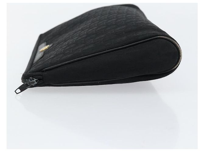 Borsa Clutch in Tela Trotter Christian Dior Nera Oro Auth bs30788 - vista 4