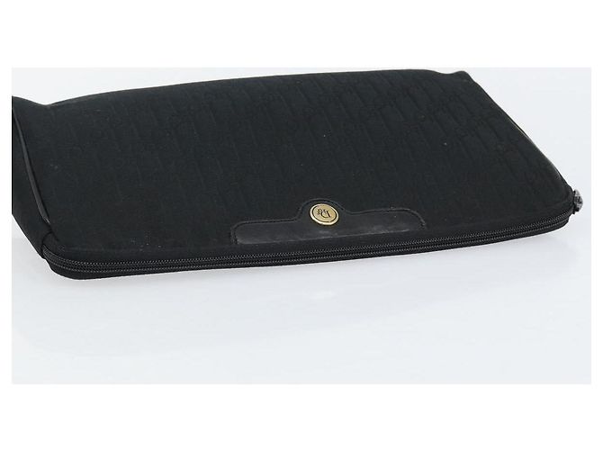 Borsa Clutch in Tela Trotter Christian Dior Nera Oro Auth bs30788 - vista 5