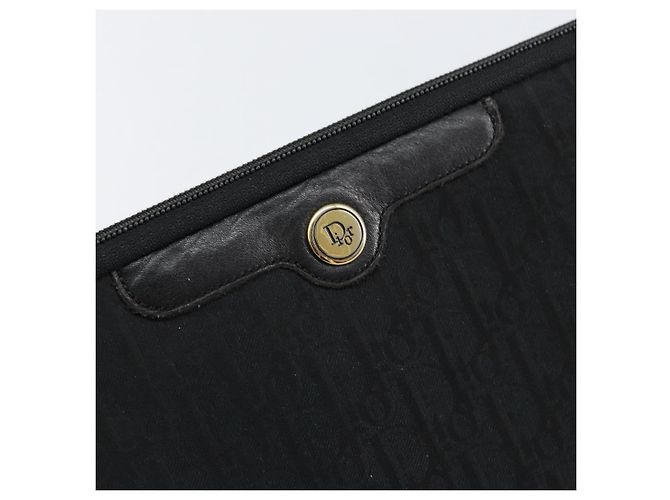 Borsa Clutch in Tela Trotter Christian Dior Nera Oro Auth bs30788 - vista 8