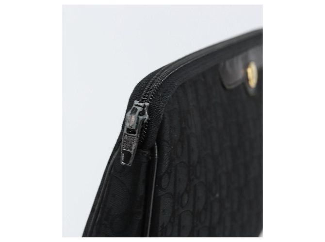 Borsa Clutch in Tela Trotter Christian Dior Nera Oro Auth bs30788 - vista 9