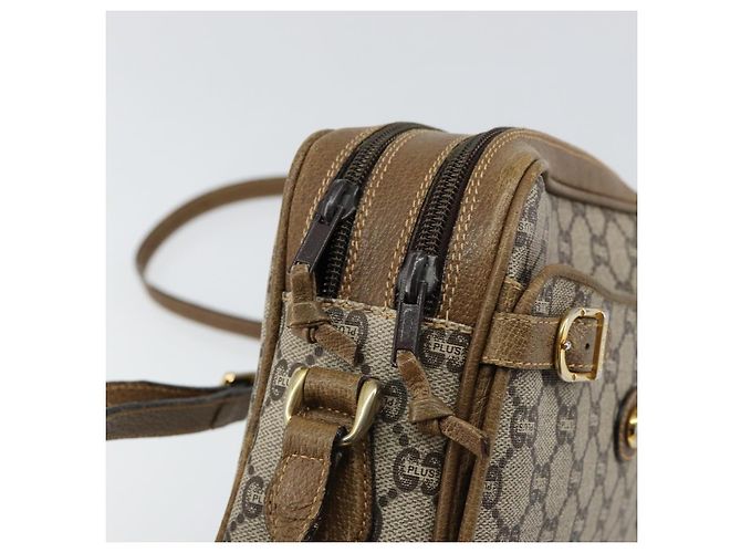 Bolsa de Ombro GUCCI GG Plus Supreme PVC Bege Ouro Auth ep11930 Dourado - vista 10