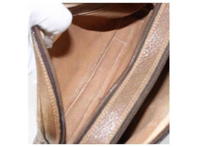 Bolsa de Ombro GUCCI GG Plus Supreme PVC Bege Ouro Auth ep11930 Dourado - vista 11