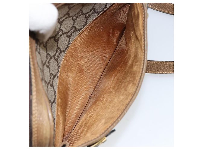 Bolsa de Ombro GUCCI GG Plus Supreme PVC Bege Ouro Auth ep11930 Dourado - vista 12