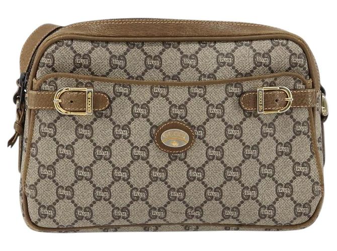 Bolsa de Ombro GUCCI GG Plus Supreme PVC Bege Ouro Auth ep11930 Dourado - vista 13