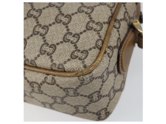 Bolsa de Ombro GUCCI GG Plus Supreme PVC Bege Ouro Auth ep11930 Dourado - vista 15