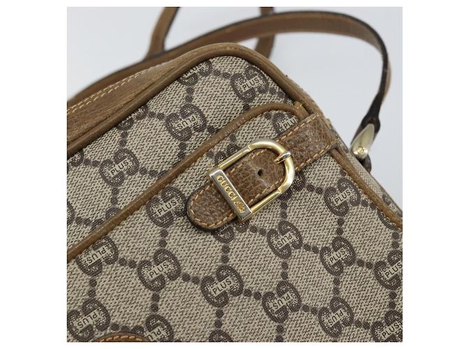 Bolsa de Ombro GUCCI GG Plus Supreme PVC Bege Ouro Auth ep11930 Dourado - vista 17