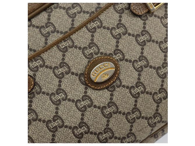 Bolsa de Ombro GUCCI GG Plus Supreme PVC Bege Ouro Auth ep11930 Dourado - vista 18
