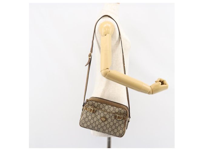 Bolsa de Ombro GUCCI GG Plus Supreme PVC Bege Ouro Auth ep11930 Dourado - vista 25